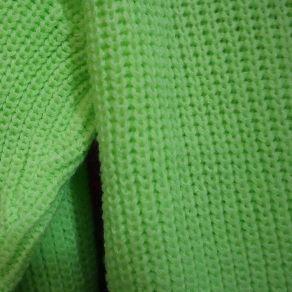 Lulus Neon Green Reversible V-Neck Surplice Wrap Knit Sweater XS Spring St. Pats - Picture 7 of 10